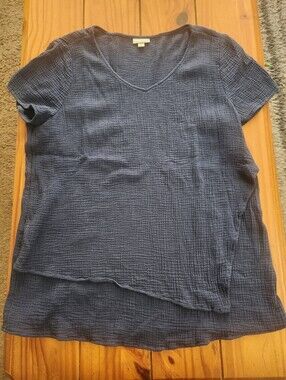 Pure Jill 100% Cotton Blouse Navy Size Large